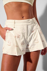 pleated flounce short