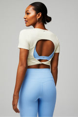 dry-flex open back twist short-sleeve tee