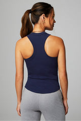 high neck rib built-in bra tank