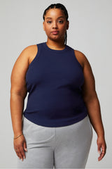 high neck rib built-in bra tank