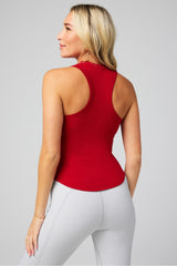 high neck rib built-in bra tank