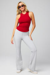 high neck rib built-in bra tank