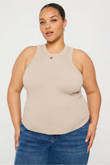 high neck rib built-in bra tank