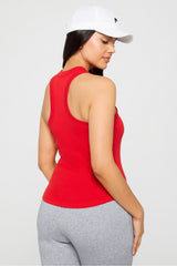 high neck rib built-in bra tank