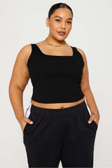 daily rib cropped square neck tank