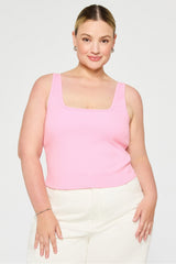 daily rib cropped square neck tank