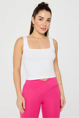 daily rib cropped square neck tank