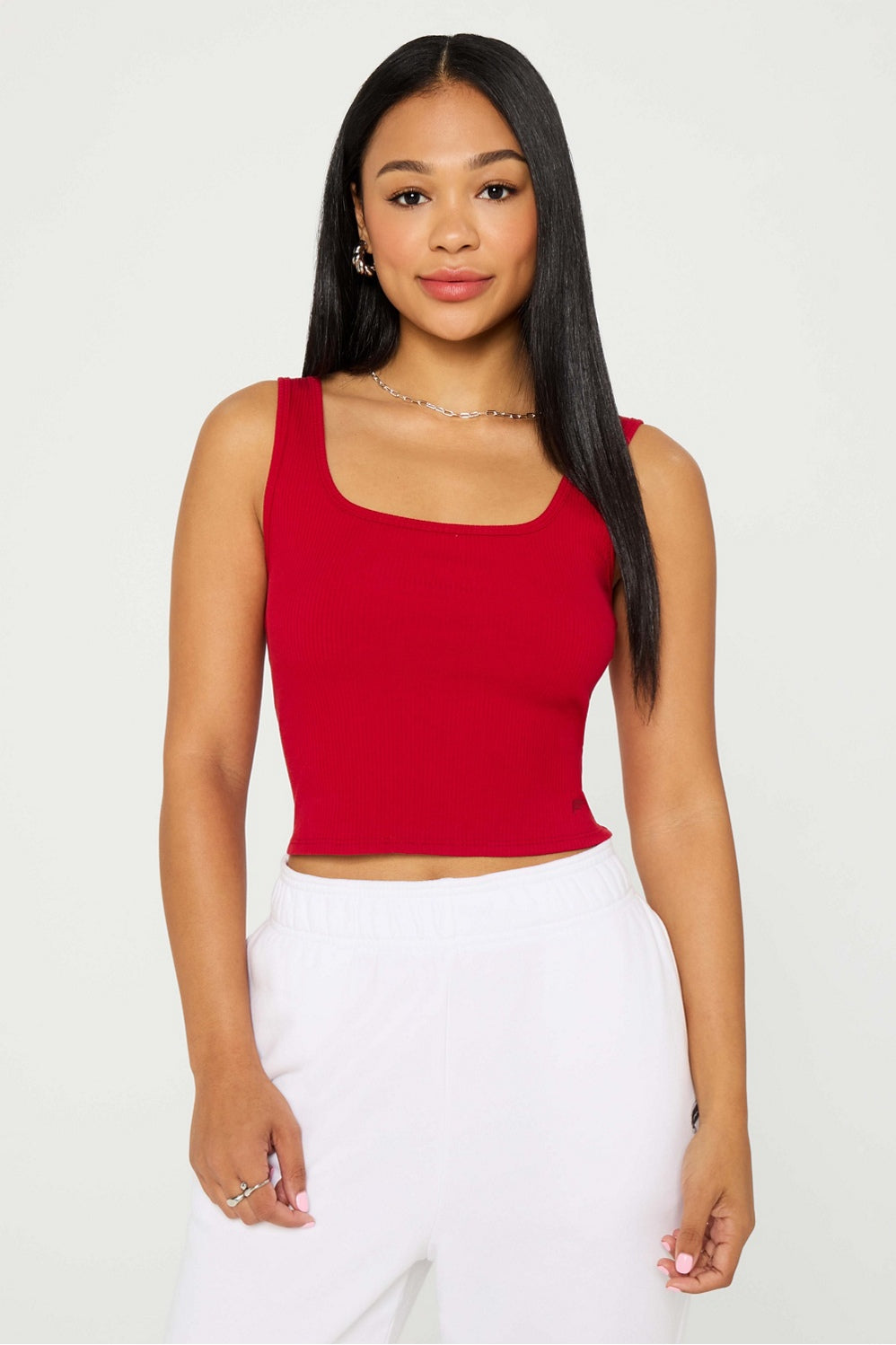daily rib cropped square neck tank