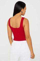 daily rib cropped square neck tank