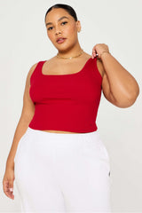 daily rib cropped square neck tank