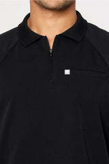 all-day scrub zip polo