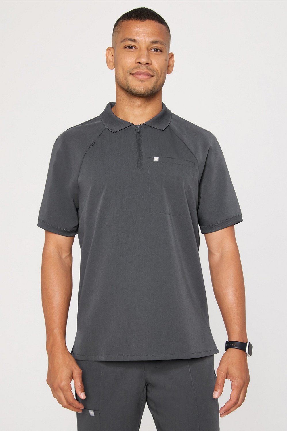 all-day scrub zip polo