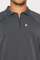 all-day scrub zip polo