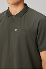 all-day scrub zip polo
