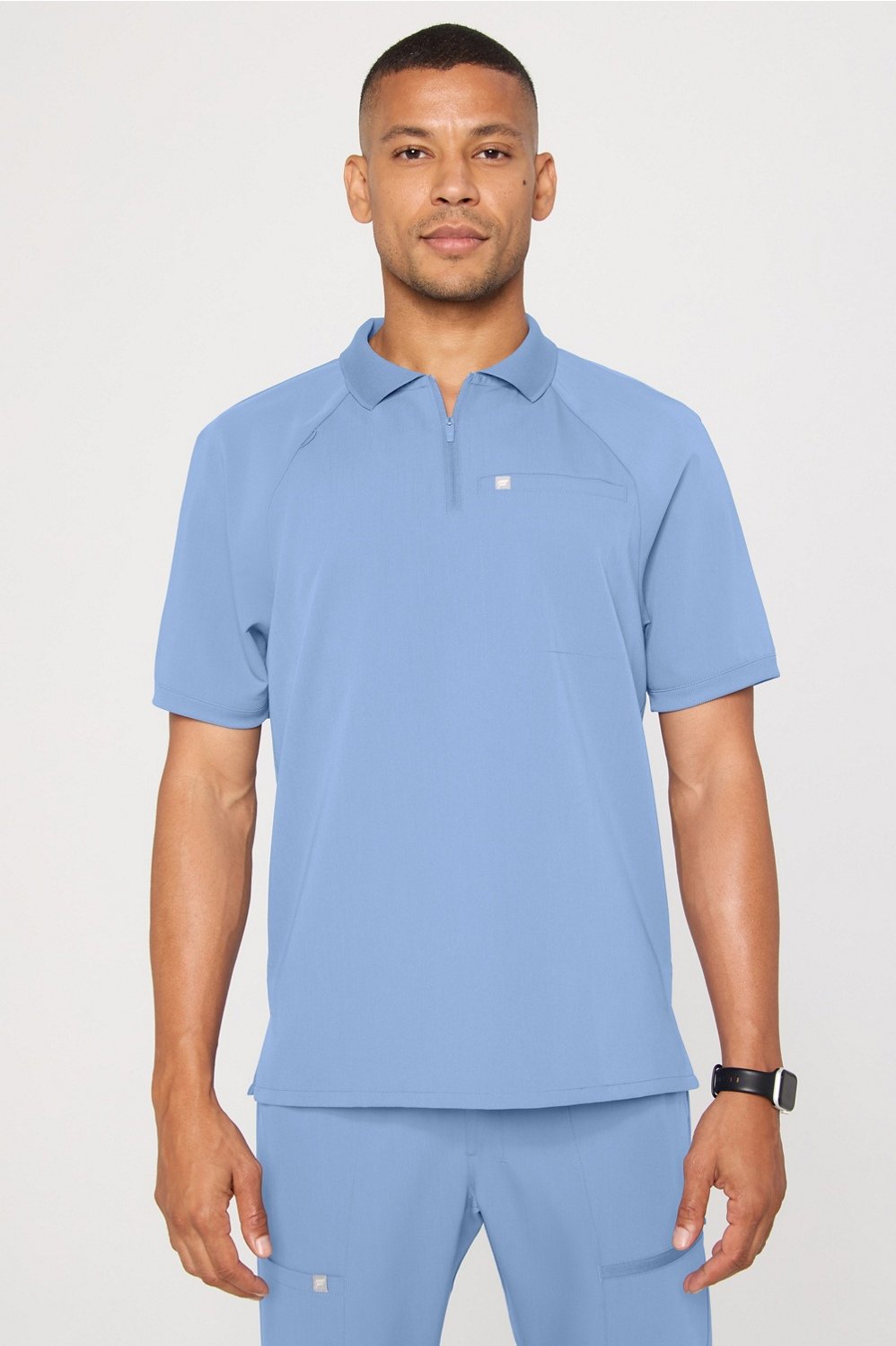 all-day scrub zip polo